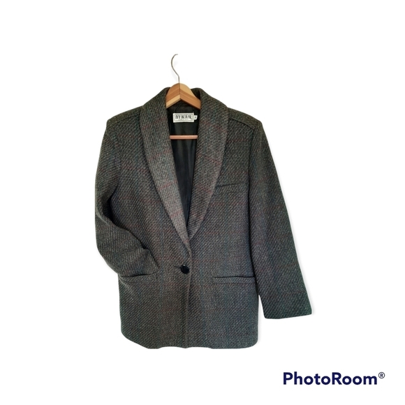 Vintage 80s Ivy Koral Tweed Wool Blazer Dark Academia‎ Size Small Women's - Picture 1 of 7